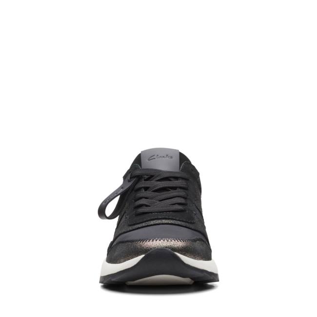 Trampki Damskie Clarks Dash Lite Jazz Czarne | CLK872QKW