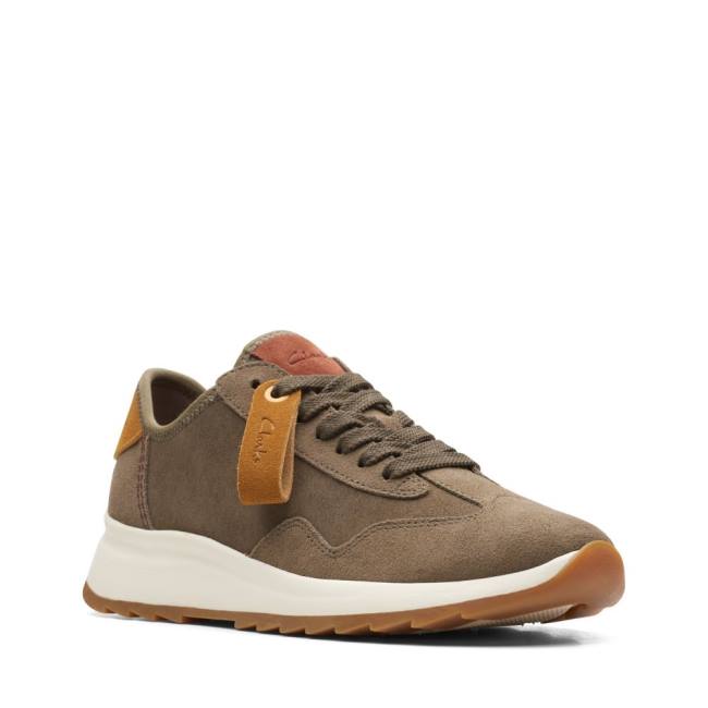 Trampki Damskie Clarks Dash Lite Lo Ciemny Oliwkowe | CLK345UOD