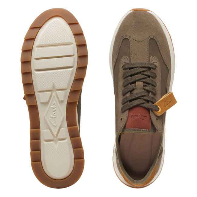 Trampki Damskie Clarks Dash Lite Lo Ciemny Oliwkowe | CLK345UOD