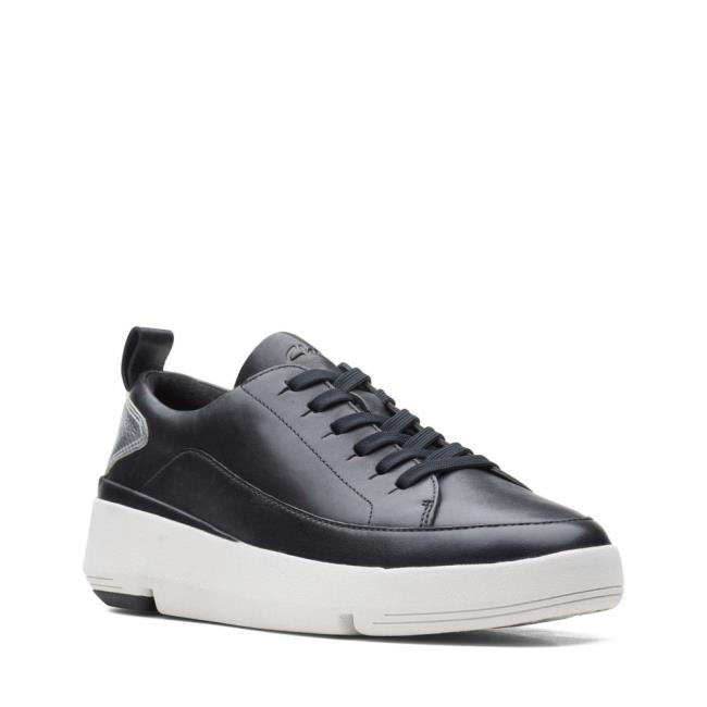 Trampki Damskie Clarks Tri Flash Koronkowe Czarne | CLK138WPF