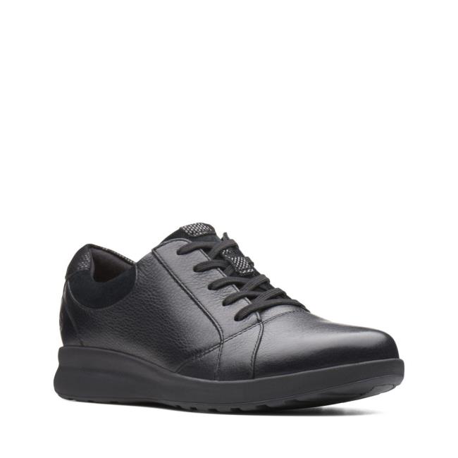 Trampki Damskie Clarks Un Adorn Koronkowe Czarne | CLK154YKZ