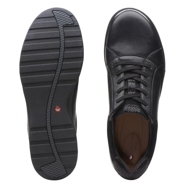 Trampki Damskie Clarks Un Adorn Koronkowe Czarne | CLK154YKZ