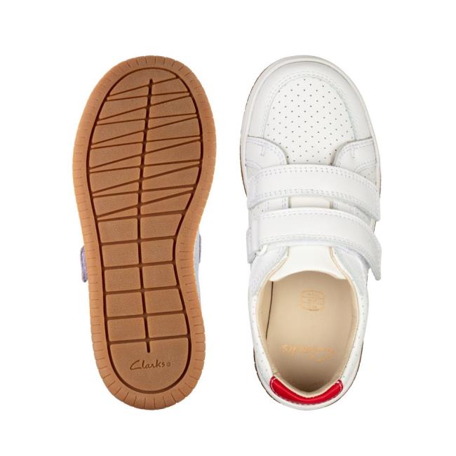 Trampki Dziewczynka Clarks Fawn Solo Kid Białe | CLK307OTW