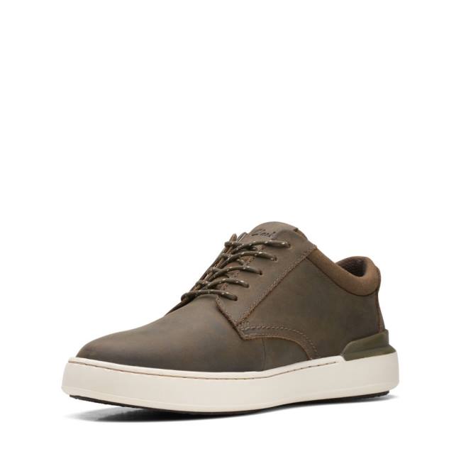 Trampki Męskie Clarks Court Lite Derby Oliwkowe | CLK471BQV