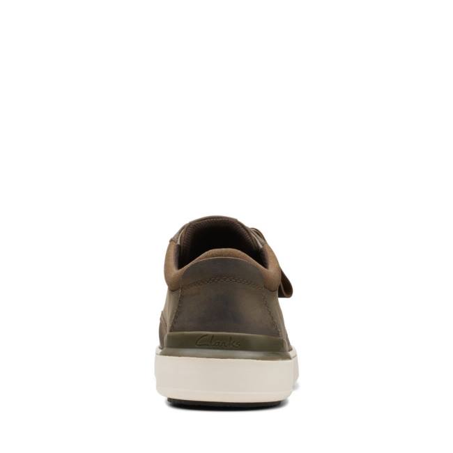 Trampki Męskie Clarks Court Lite Derby Oliwkowe | CLK471BQV