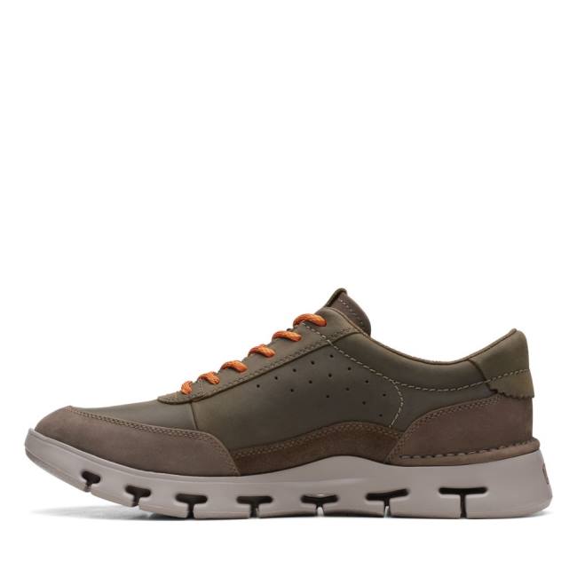 Trampki Męskie Clarks Nature X One Ciemny Oliwkowe | CLK416WJX