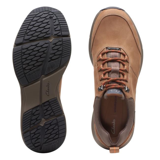 Trampki Męskie Clarks Wave2.0 Tie Ciemny Brązowe | CLK937FSN