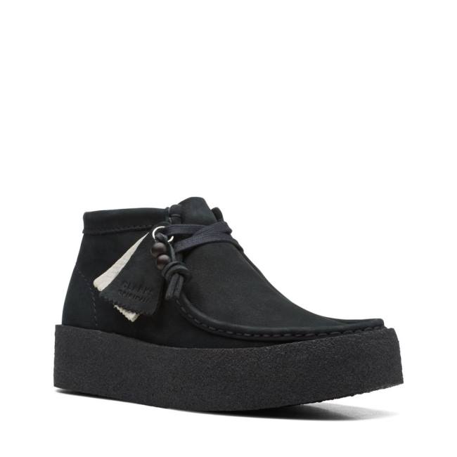 Trzewiki Damskie Clarks Wallabee Cup Czarne | CLK691FQC