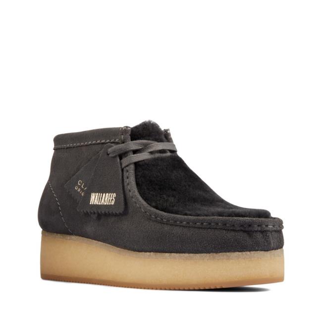 Trzewiki Damskie Clarks Wallabee Koturny Ciemny Szare | CLK962QLA