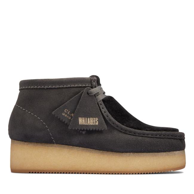 Trzewiki Damskie Clarks Wallabee Koturny Ciemny Szare | CLK962QLA