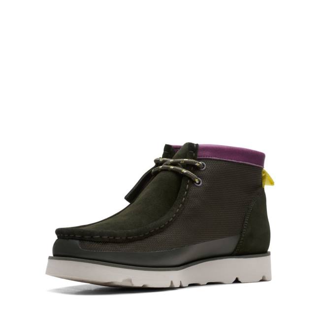 Trzewiki Męskie Clarks Wallabee 2.0 GORE-TEX Czarne Oliwkowe | CLK903MXC