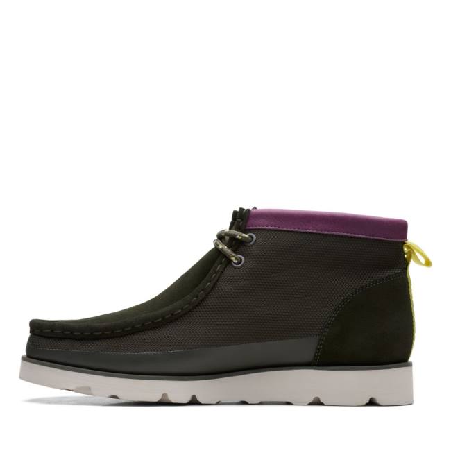 Trzewiki Męskie Clarks Wallabee 2.0 GORE-TEX Czarne Oliwkowe | CLK903MXC