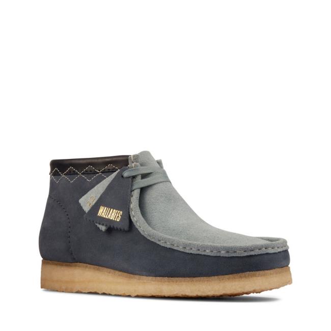 Trzewiki Męskie Clarks Wallabee Boot Niebieskie | CLK409PKS