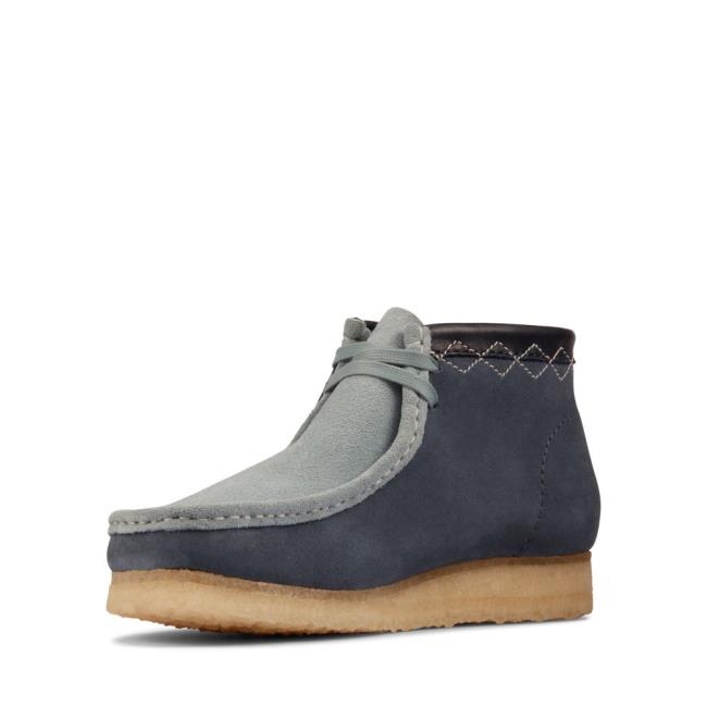 Trzewiki Męskie Clarks Wallabee Boot Niebieskie | CLK409PKS