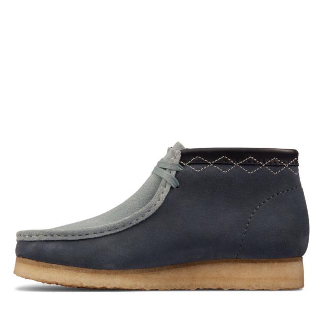 Trzewiki Męskie Clarks Wallabee Boot Niebieskie | CLK409PKS